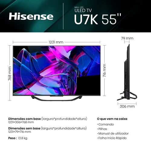 Smart TV Hisense 55" Mini LED UHD 4K 55U7KQ - 140cm - Image 9