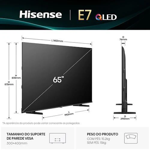 Smart TV Hisense 65" QLED UHD 4K 65E7Q - 165cm - Outlet - Grade A - Image 10