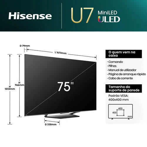Smart TV Hisense 75" Mini-LED 4K 75U7Nq - 190cm - Outlet - Grade A - Image 12