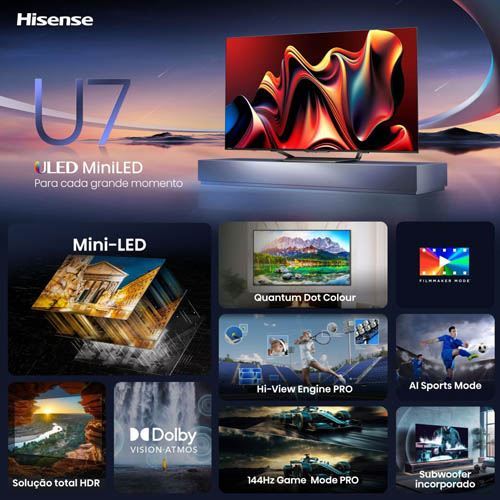 Smart TV Hisense 75" Mini-LED 4K 75U7Nq - 190cm - Outlet - Grade A - Image 9