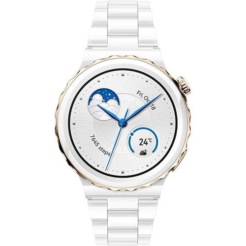 Smartwatch Huawei Watch GT 3 Pro 43mm - Gold Bezel | White Ceramic Case | White Ceramic Strap