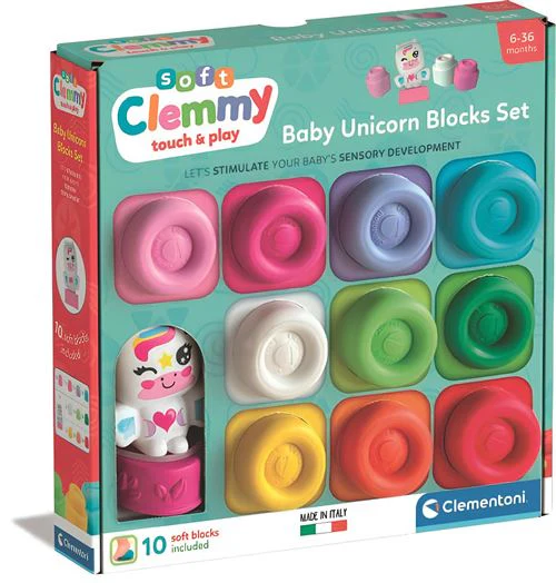 Soft Clemmy Touch & Play: Unicórnio com 10 Blocos - Clementoni