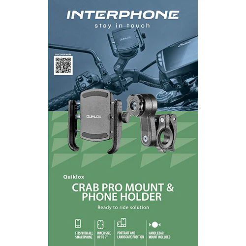 Suporte Quiklox Cellularline Interphone para Guiador Mota - Preto