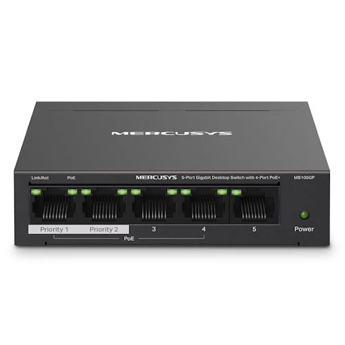 Switch Mercusys MS105GP 5 Portas Gigabit 10/100/1000Mbps PoE+