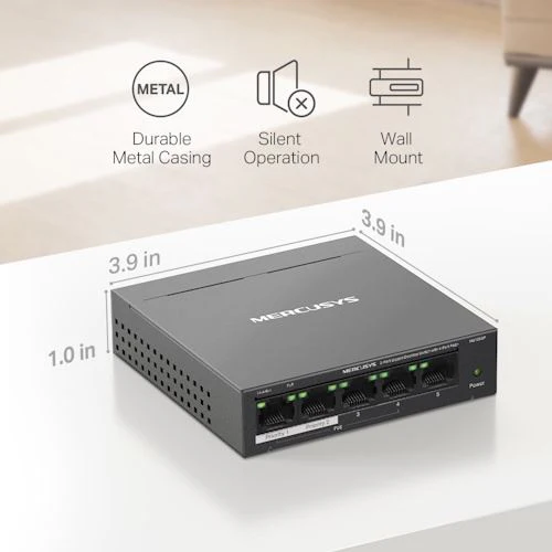 Switch Mercusys MS105GP 5 Portas Gigabit 10/100/1000Mbps PoE+ - Image 3