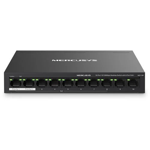 Switch Mercusys MS110P PoE+ 10 Portas 10/100Mbps