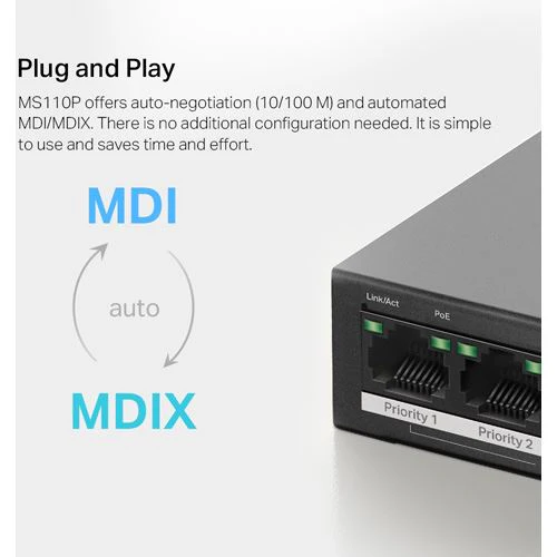 Switch Mercusys MS110P PoE+ 10 Portas 10/100Mbps - Image 9
