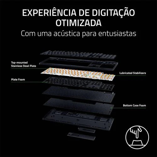 Teclado Gaming Mecânico Razer BlackWidow V4 Low-Profile HyperSpeed Wireless/Bluetooth - Orange Switches - Layout US - Preto - Image 6