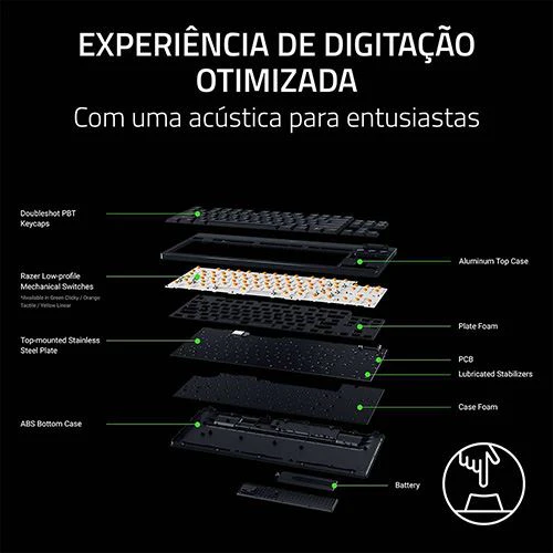 Teclado Gaming Mecânico Razer BlackWidow V4 Low-Profile Tenkeyless HyperSpeed Wireless/Bluetooth - Orange Switches - Layout US - Preto - Image 6
