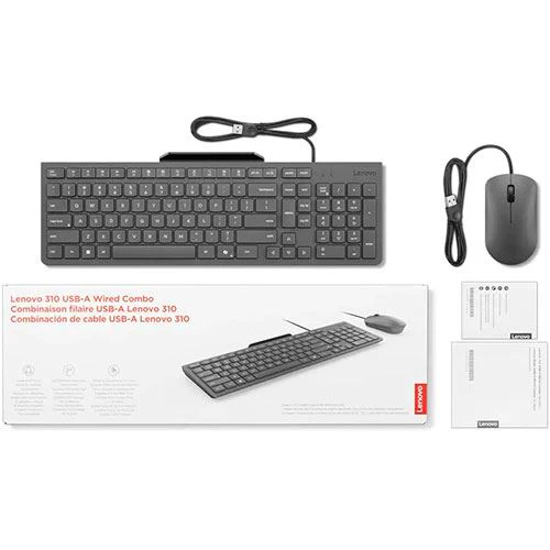 Teclado + Rato com Fios Lenovo 310 USB-A Combo - Layout PT - Cinzento - Image 3