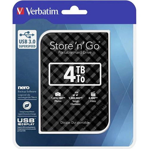 Disco Externo Verbatim Store 'n' Go 3.0 4TB - 2,5"