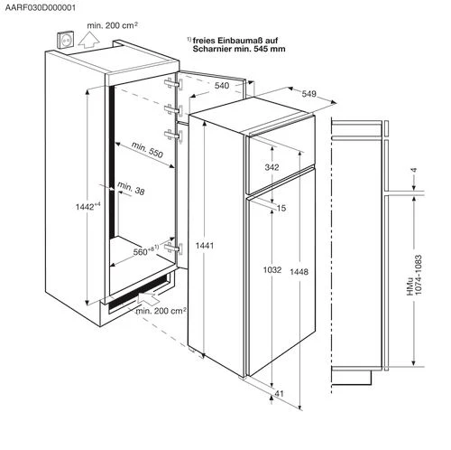 Frigorífico com Congelador Encastrável Zanussi ZBT23420SA | 144,1x54x54,7 cm | 180 L | G | Branco - Image 2