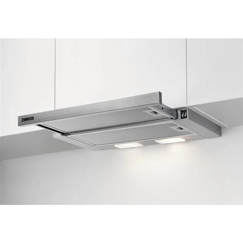 Exaustor Telescópico Zanussi ZHP60350SA | 17,9x59,8x28,4 cm | 360 m³/h | 68 dB | C | Prateado